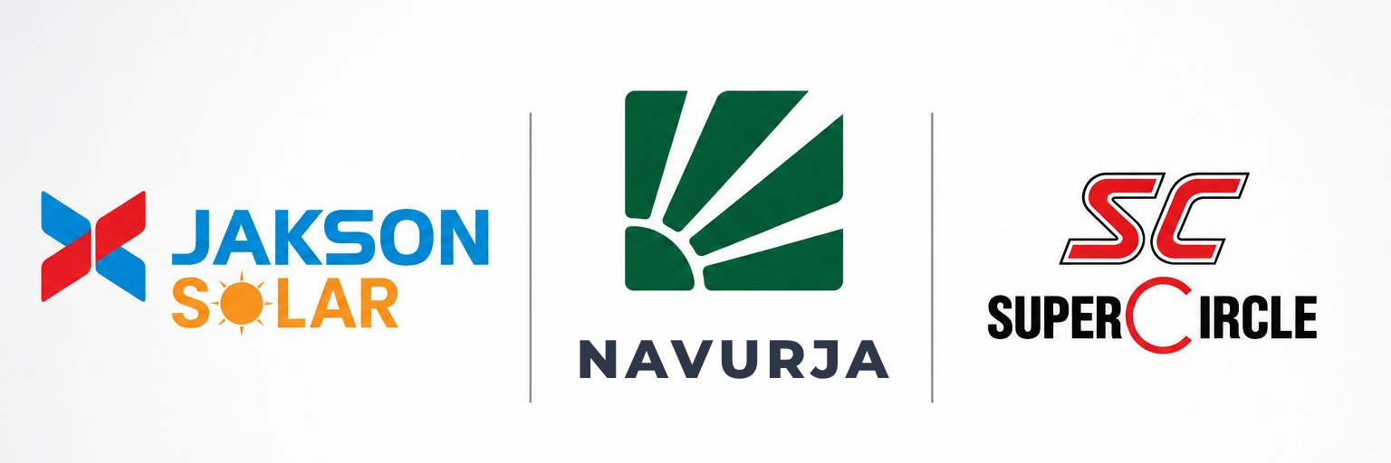 Logos of joint-venture partners Jakson Solar, Navurja and Super Circle — the companies behind the planned solar encapsulant film facility near Bhopal.